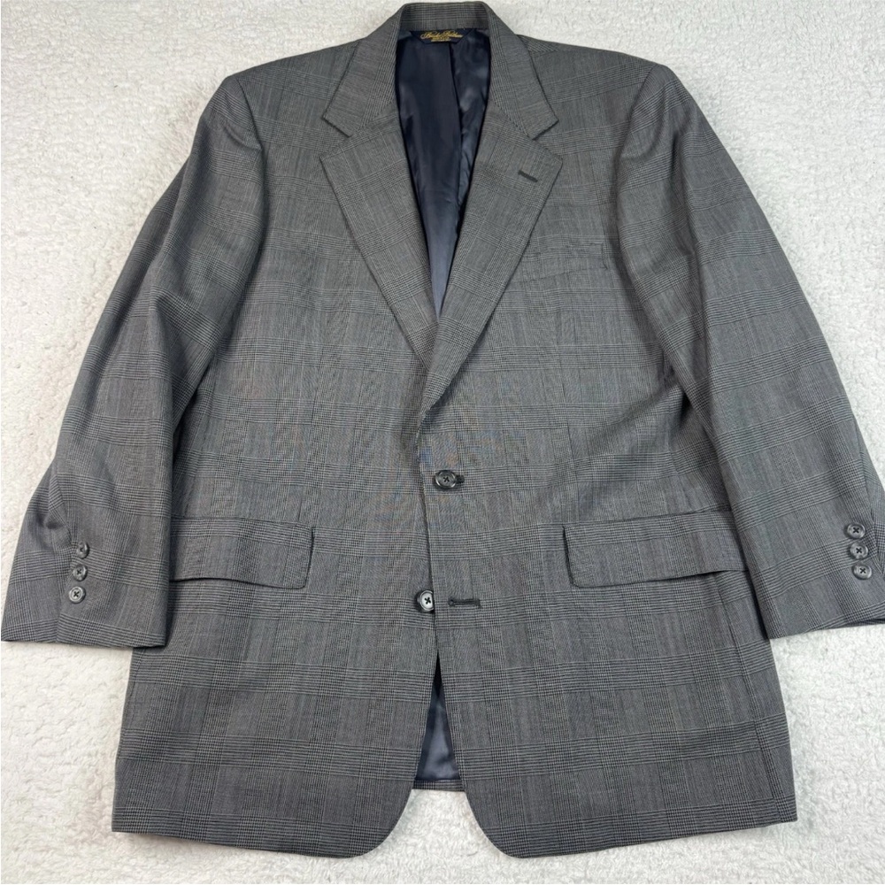 Vtg Brooks Brothers Blazer Plaid Wool Sport Coat Jacket 41R USA Brown